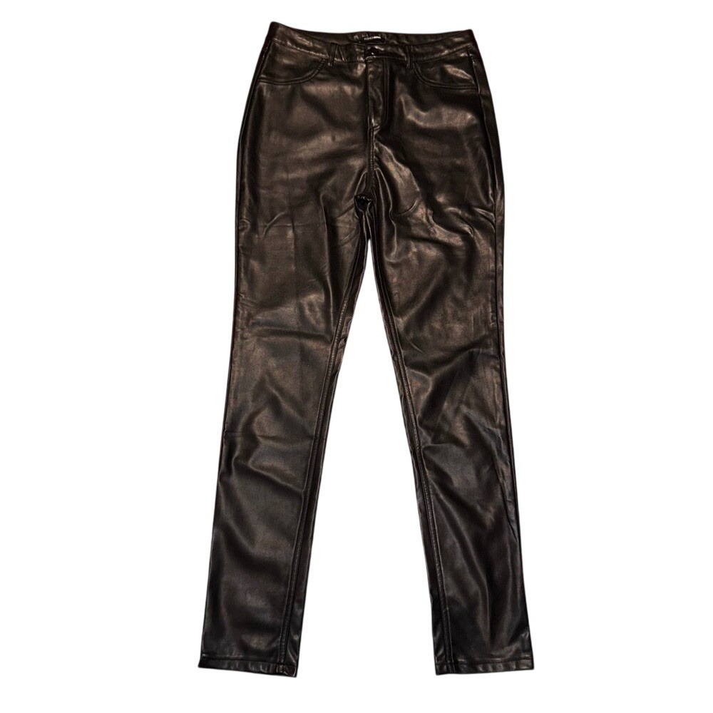 Fashion Nova Black Take The Highway Faux Leather Pants Women Size Large NP3130SE